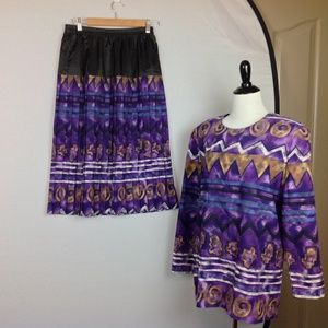 Vtg Terri Ellen Maxi Skirt Dress 2-Piece Womens 10